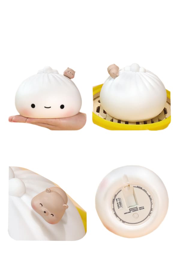 Söt Dumpling-lampa USB-uppladdningsbar silikon Squishy Light