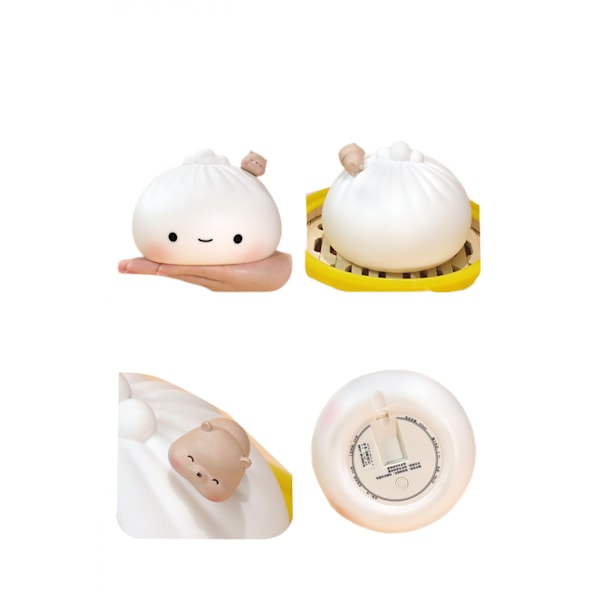 Søt Dumpling Lampe USB Oppladbar Silikon Squishy Lys