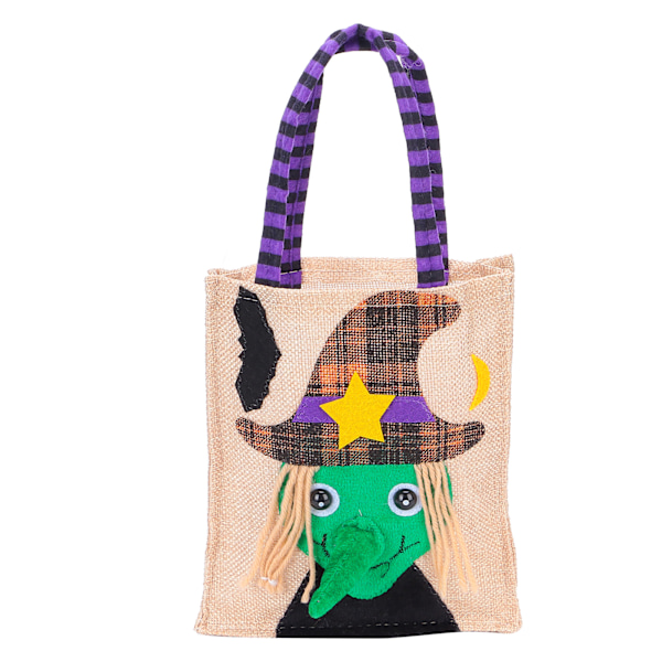 Halloween Tote Bag Gunny Cloth med Håndtak 4 Mønstre Thanksgiving Vesker for Trick Treat Oppbevaring Heks