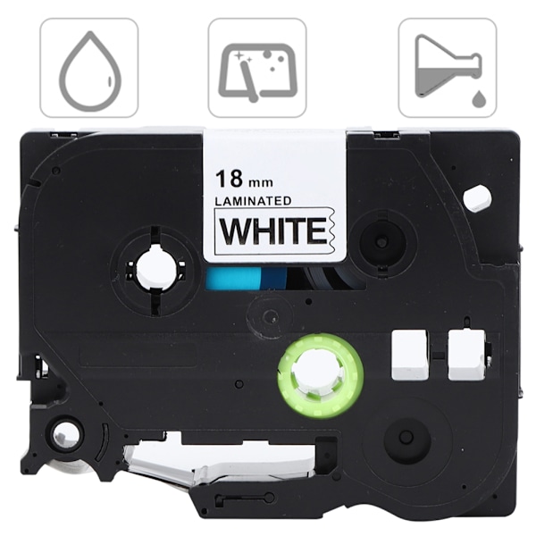 18mm etiketmaskine lamineret tape sort på hvid til Brother TZe-241/641 PT-18Rz PT E300