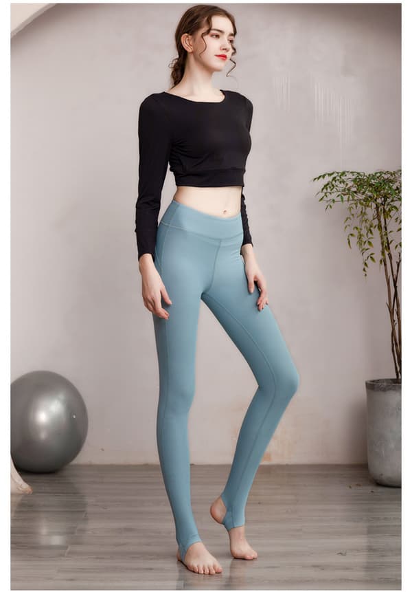 Smøragblød varm fløjlsstræk sømløs yogabukser (S)