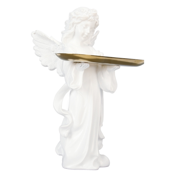 Baby Angel Statue Bakke Design 11,8in Håndskåret Rige Detaljer Resin Cherub Figur til Soveværelse Kontor Cafe