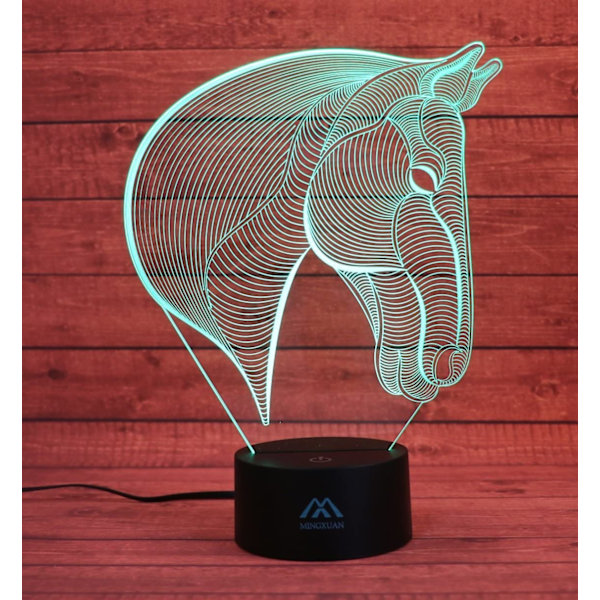 3D Häst Nattlampa 7 Färger LED Touch Bordsslampa Energisparande Djurlampor Mode Kreativ Heminredning Present
