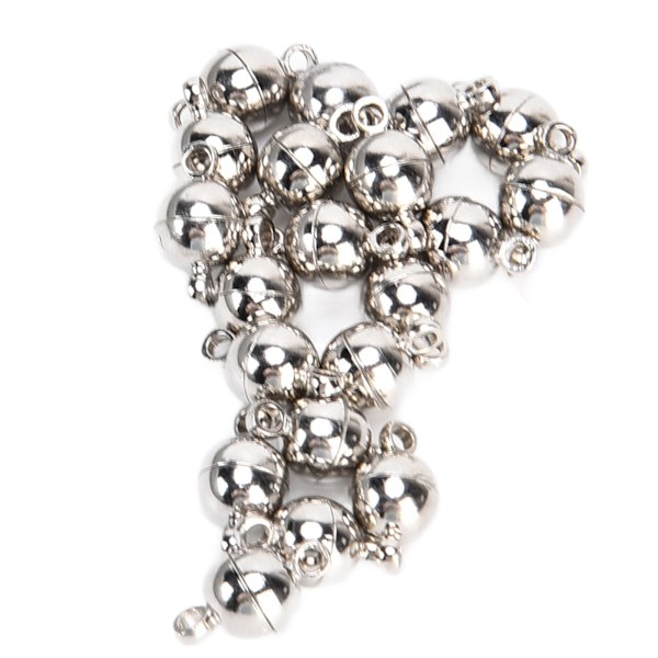 20 sett magnetiske låser runde messing fasjonable smykkelåser for DIY håndverk halskjeder armbånd øredobber making Silver