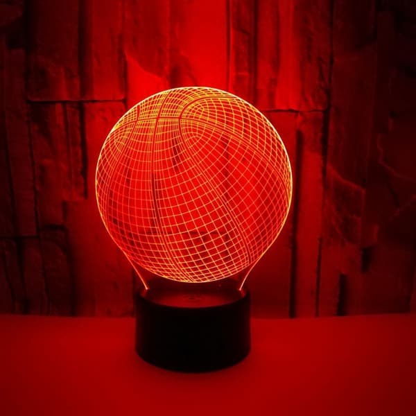 Basketball Natlampe, 3D Illusion LED Lampe, 7 Farver Dæmpbar