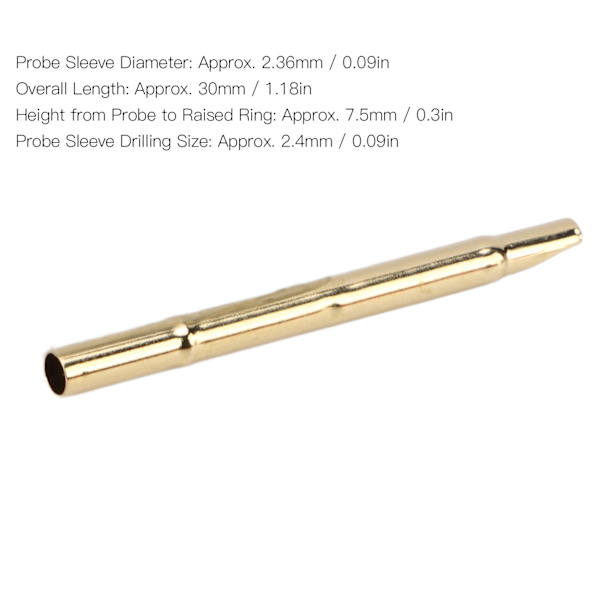 100 stk. fjeder test probe ærme messing 2,4 mm tilbehørssæt til P125 serie stift R125-4S