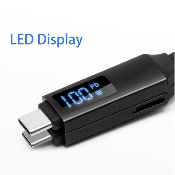Magnetisk Nyckelring Laddningskabel med LED-display, 3-i-1 med 100W Ultrasnabb USB-C Laddningskabel, Universal Laddningskabel Kort för Resor Sliver
