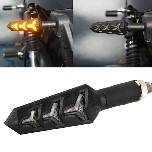1 Par Motorsykkel LED Blinklys Lampe Fiskebein Y-Form Strømmende Blinklys