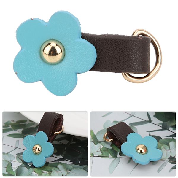5 st dragkedjor i delat läder med blomform DIY kläder sytillbehör blå