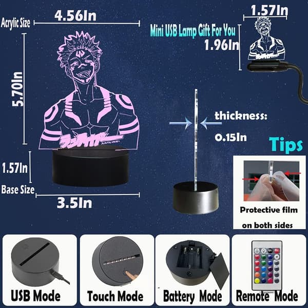 Ryomen Sakuna Børne Natlampe Satoru Gojo 3D LED Lampe A