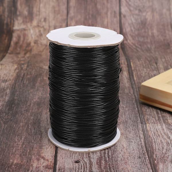 160m vaxad linje DIY miljövänlig handvävd rep halsband bomullstråd 1mm (svart)
