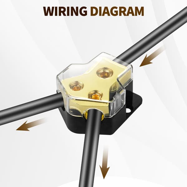 2 stk. 2-vejs strømfordelerblok, multi-specifikation input/output sikrer stabil forbindelse, effektiv fordeler ideel til bil 2pcs
