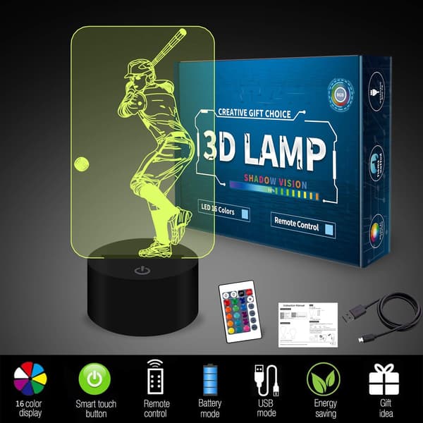 Hockey 3D Nattlys for Gutter 3D Illusjonslampe Julegave