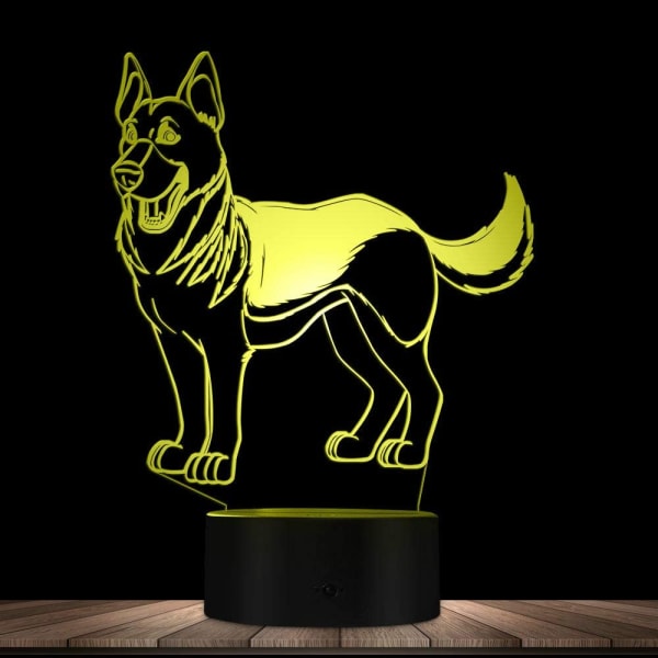3D Varg Hund Nattljus Lampa Illusion Led 7 Färgförändring T