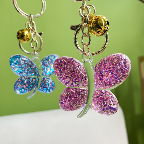 Søde dyre nøgleringe til kvinder Bling Butterfly nøglering til Pink