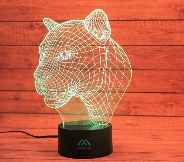 Leopard 3D Nattlampe 7 Farger LED Touch Bordlamper En