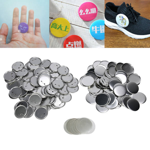 100 sæt blanke knap-badge dele sæt DIY til knapfremstillingsmaskine Rustforebyggelse Knapfremstillingsartikler til håndværk 58mm/2.3in