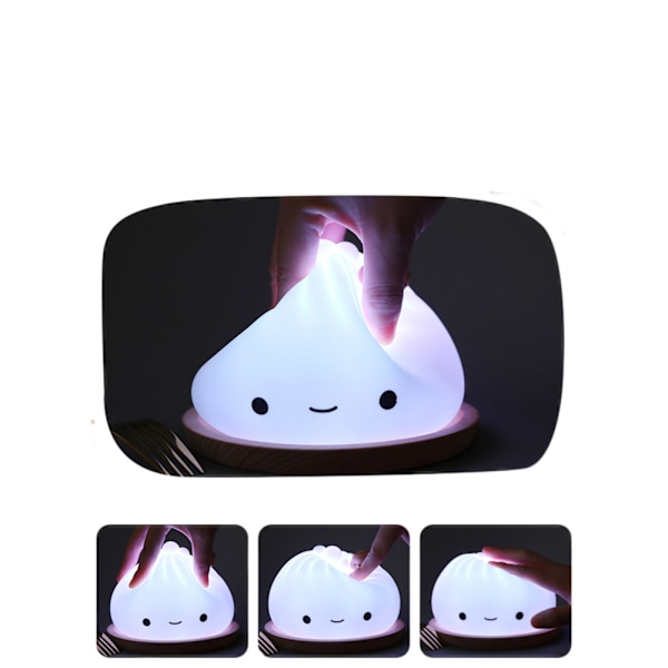Søt Dumpling Lampe USB Oppladbar Silikon Squishy Lys