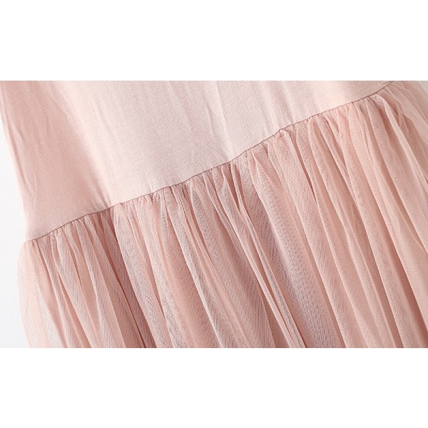 Kjole Flapper Kjole Sommer Print Ærmeløs Lang Kjole(Pink)