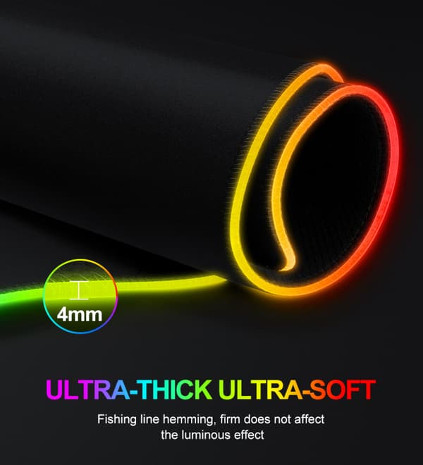 Lysende musematte RGB Oversized musematte Stor skrivebordspute LED spill sports