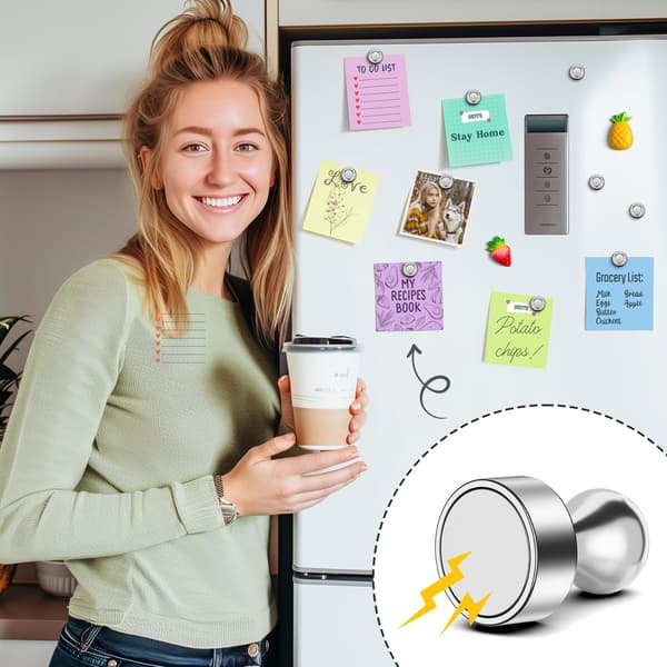 14-pack silverstarka kylskåpsmagneter, små dekorativa magneter, whiteboardmagneter, multifunktionella magnetiska prydnader silver