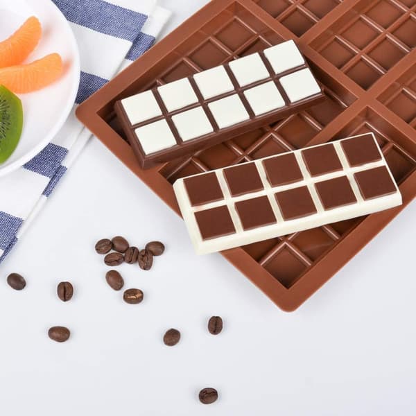 2 stk Chokoladebarforme, Dybe Silikon Snap Chokoladebarforme til Fyldte Chokoladebarer, Voks Smelte, Slikbarforme