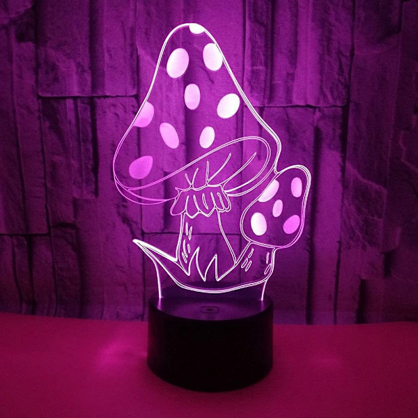 Magisk Sopp 3D LED Bordlampe Psilocybin Sopp Nattlampe L