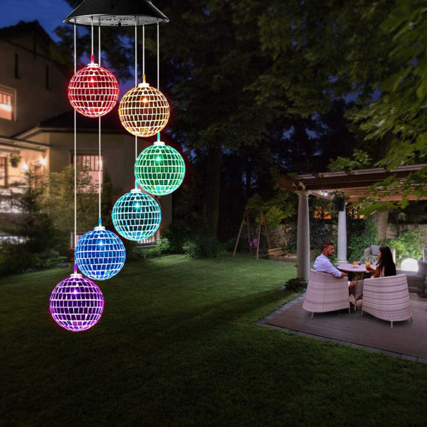 Solvindspel, mobilt hängande LED-ljus, färgskiftande vindspel Födelsedagspresent till mamma Mamma L
