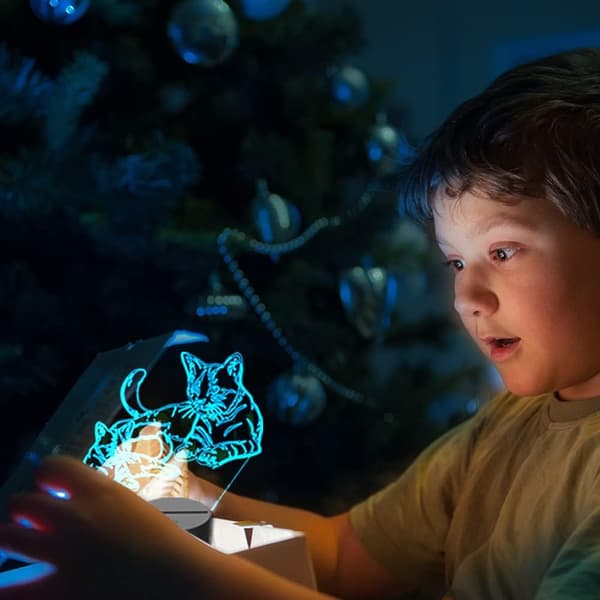 Kæledyr Kat Lys 3D Natlampe Kæledyr Kat Optisk Illusion Natlampe