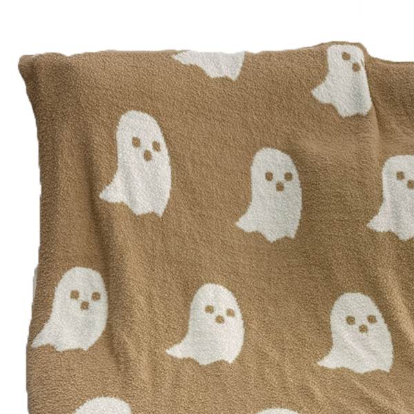Spöke filt mjuk bekväm andningsbar Halloween filt för att titta på TV Camping Khaki 127x152cm/50x60in 850g/30oz