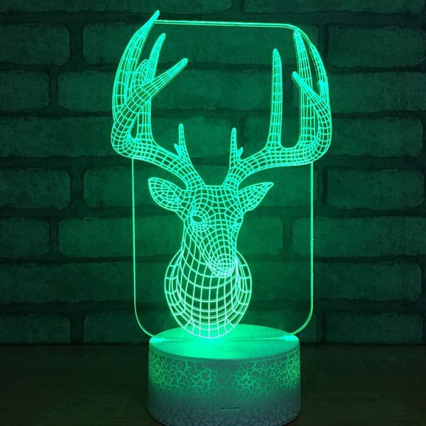 3D LED Hjort Optisk Illusion Sensor Nattlampa med Smart T
