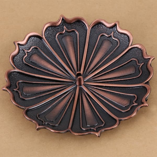 Lotusblomstformet røgelsesbrænderholder til røgelsespinde/spiraler, imitation bronze, boligindretning