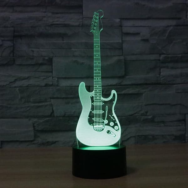 3D Elektrisk Gitar Nattlys Musikk Note Berøringsbryter Dekor