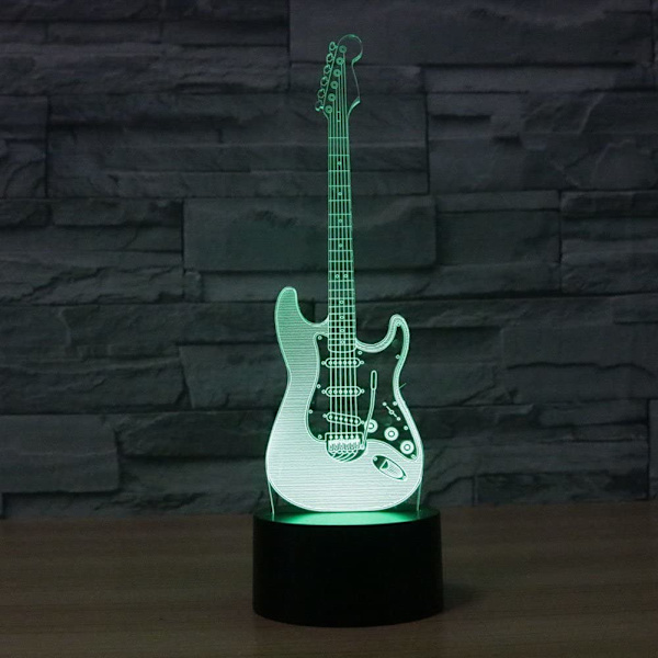 3D Elektrisk Gitarr Nattlampa Musik Not Touch Switch Dekor