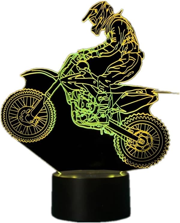 3D Motocross Sykkel Nattlys Nyhet 3D Bordlampe USB 7 C