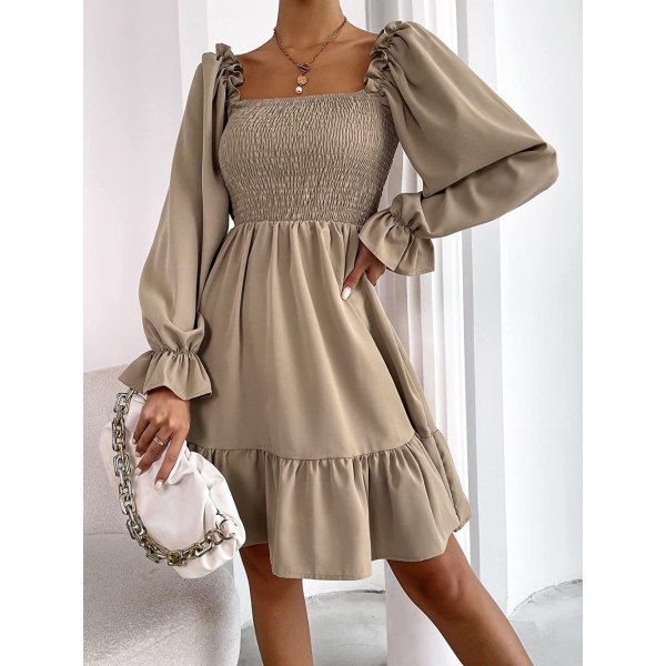 Neck Flowy A-linjeklänningar (Khaki One Size Fits All)