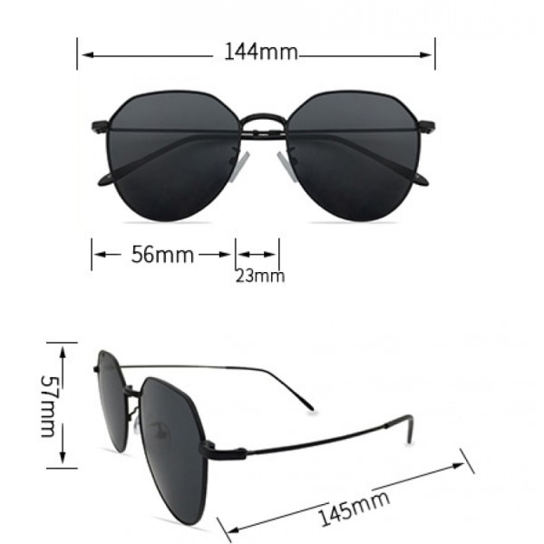 Små runda solglasögon för kvinnor och män Geometrisk platt metall H