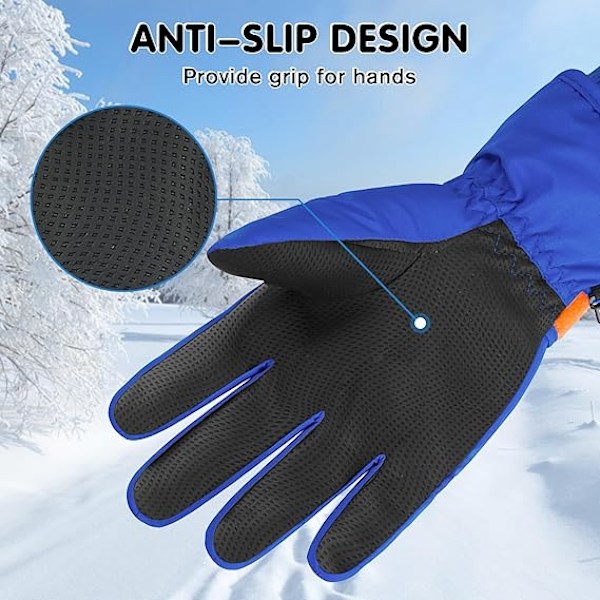 Barnens Skidhandskar Vinter Snöhandskar Vattentäta Vinter Varma Handskar för Snowboard, Släde Blue M