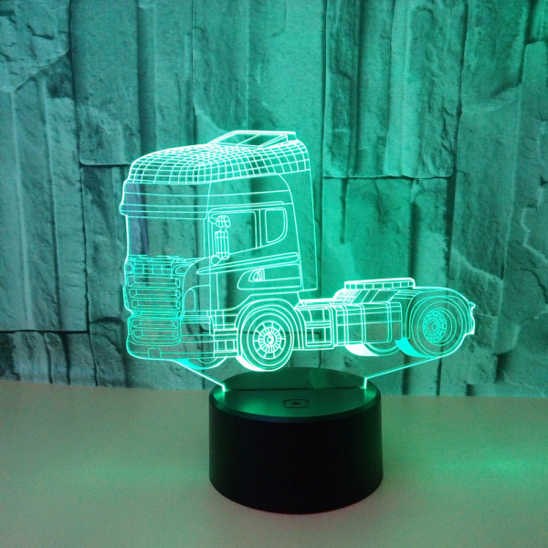 Lastbil 3D nattlampa för barn, 16 färger som ändras med fjärrkontrollen