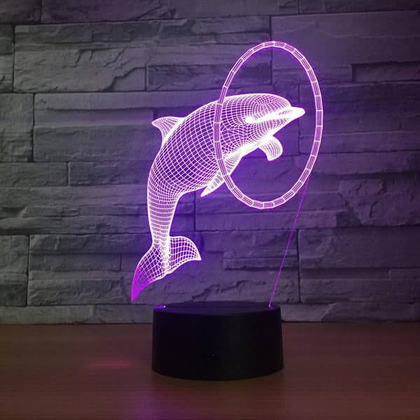 3D Delfin Natlampe Dyrelampe Illusions Natlampe 7 Farver