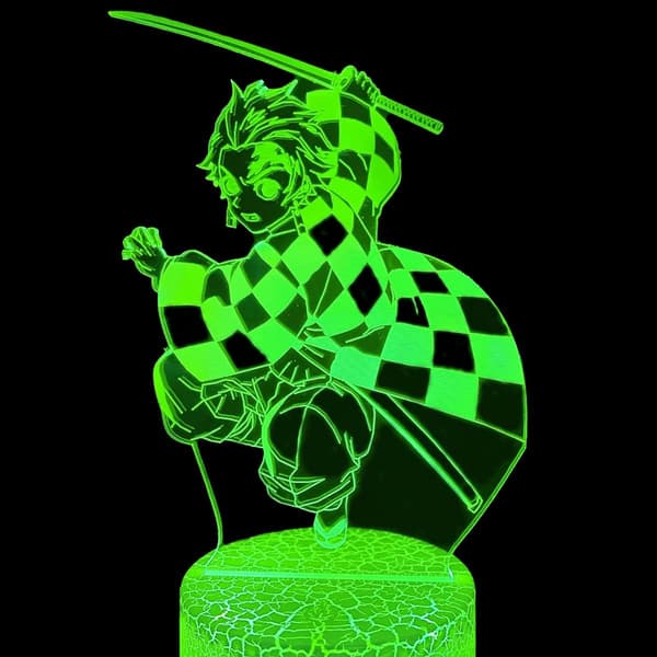 3D Illusjon Anime Lampe for Barn, Fargeskiftende Nattlamper