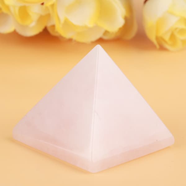 Rose Quartz Utskåret Pyramideformet Dekor Rosa Krystall Healingsstein Edelsten Dekorasjon