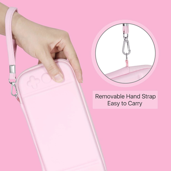 Bæreveske for Nintendo Switch OLED-modell 2021/Switch, lys rosa - Kawaii søt bærbar reiseveske, beskyttende oppbevaringsveske