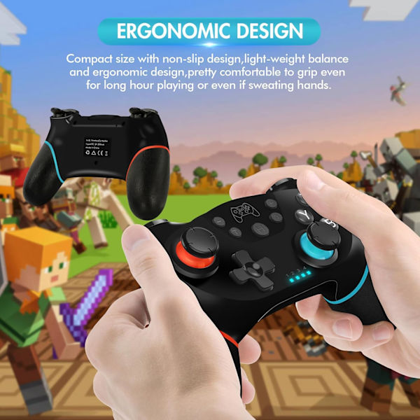 Controller til Switch, trådløs Pro Controller til Switch/Switch Lite, Switch fjernbetjening Gamepad Joystick, Turbo og dobbelt vibration Black
