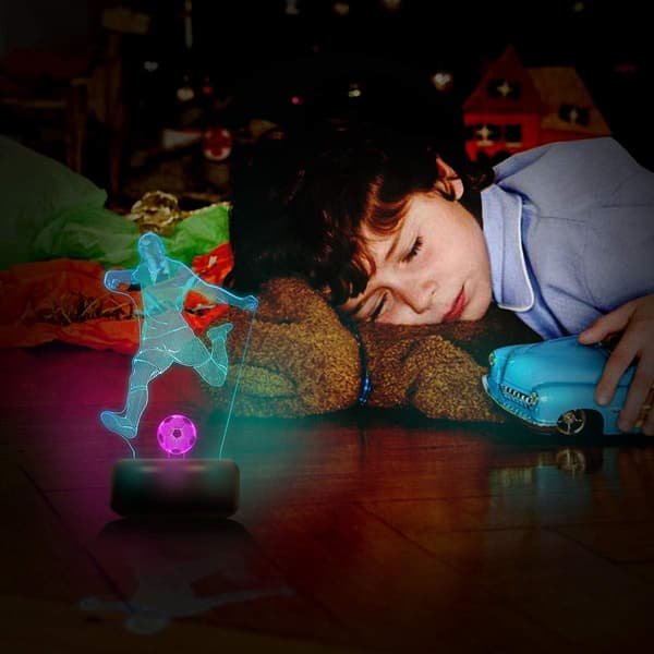 Fodboldlampe 3D Visuel Fodbold LED Natlampe Touch