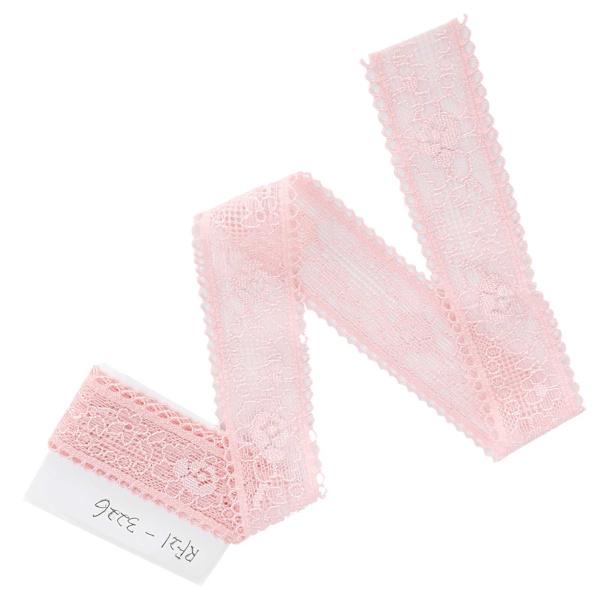 Spetsband Rosa Vågmönster Nylon Dekorativ Kant Sytillbehör 3cm Bredd 10 Yards Lång