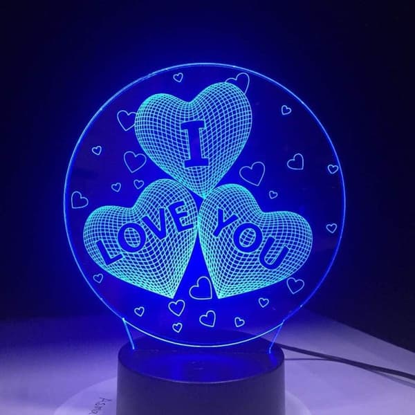 3D nattlampa, 7 färger LED-plugin kreativ dröm romantisk