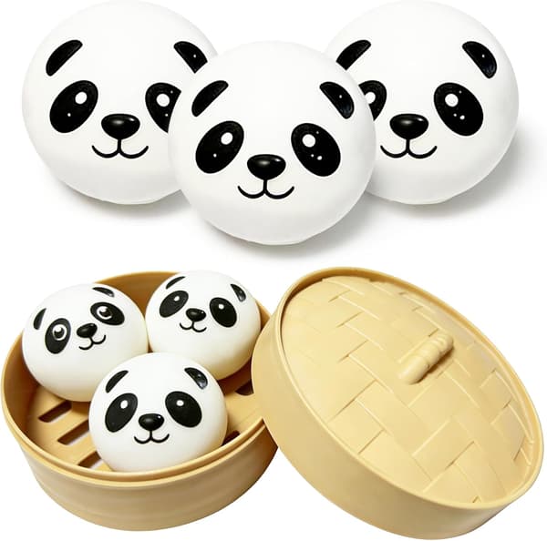 Mini Panda Dumpling Squishy Leksaker (3-pack), Sensoriska Fidget Stressbollar för Vuxna och Barn, Stresslindrande Gåvor, Partyfavoriter
