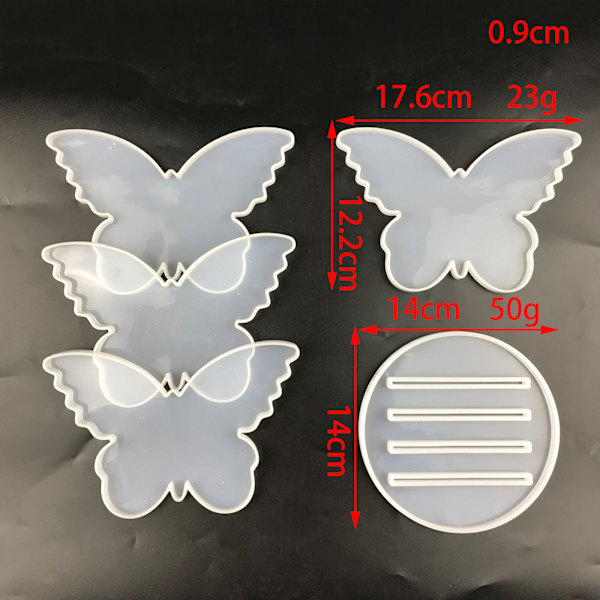 5 stk. Coaster Siliciumform DIY Spejl Sommerfugl Coaster Com
