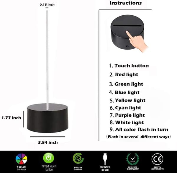 Musiknode Lampe 3D Natlampe Børnelegetøj LED Touch Bordlampe